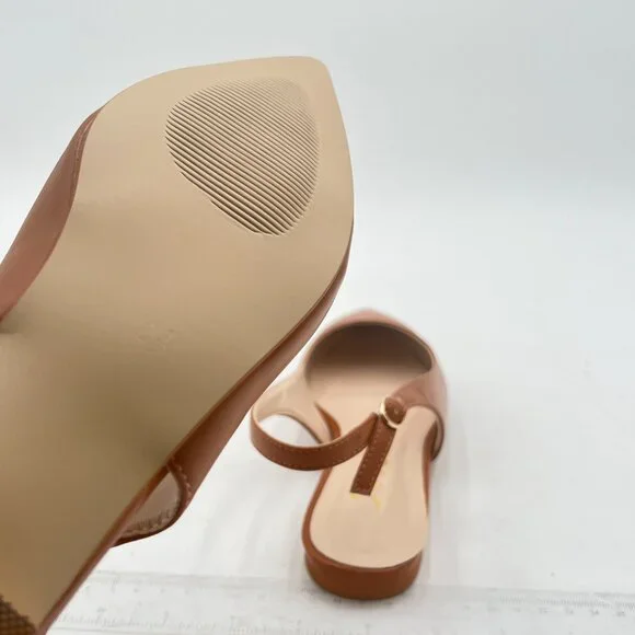 FOWT Brown Pointed Toe Backless Slingbacks Pump Walking Office School Shoes - Picture 5 of 7